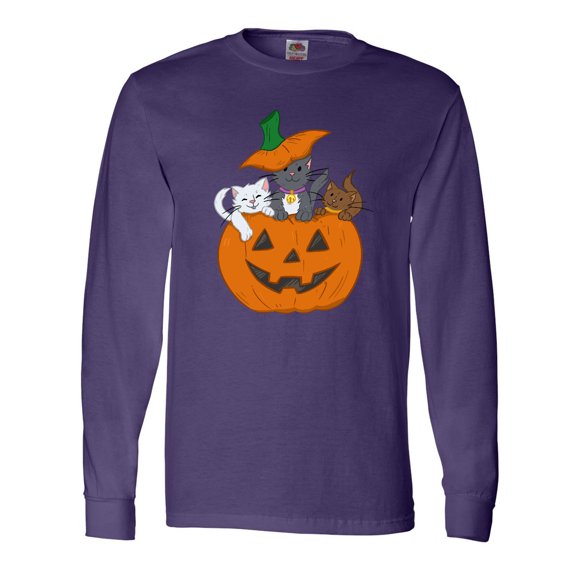 Inktastic Halloween Kitties in Pumpkin Long Sleeve T-Shirt