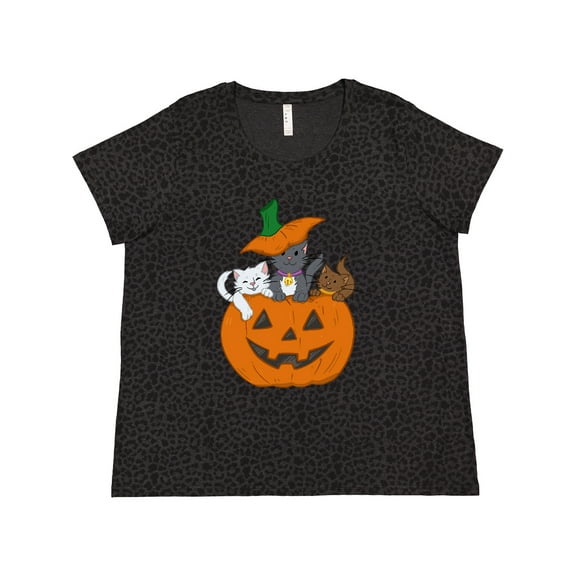 Inktastic Halloween Kitties in Pumpkin Women's Plus Size T-Shirt
