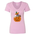 thumbnail image 1 of Inktastic Halloween Kitties in Pumpkin Women's V-Neck T-Shirt, 1 of 5