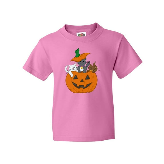 Inktastic Halloween Kitties in Pumpkin Youth T-Shirt