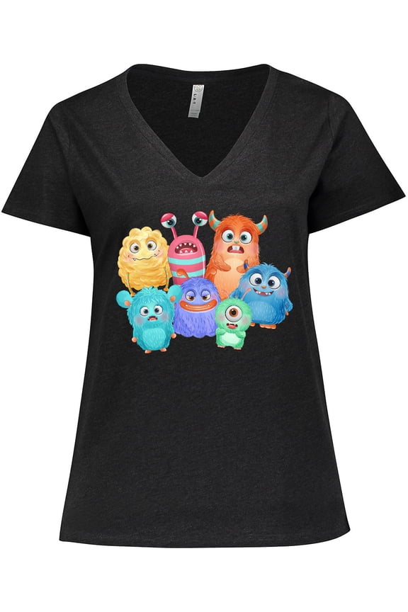 Halloween Monsters Women's Plus Size V-Neck T-Shirt