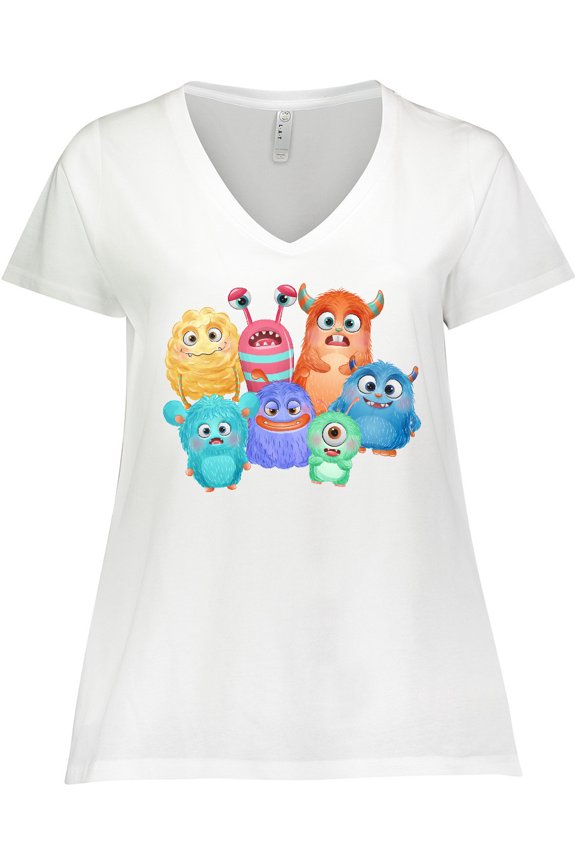 Halloween Monsters Women's Plus Size V-Neck T-Shirt