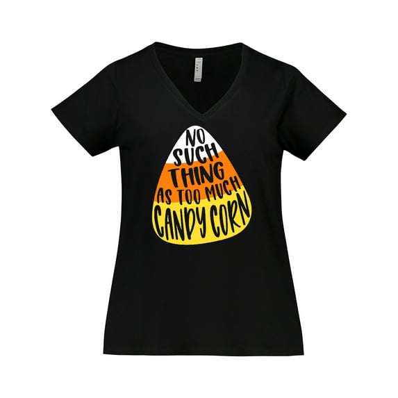 Inktastic Halloween No Such Thing As Too Much Candy Corn Women's Plus Size V-Neck T-Shirt