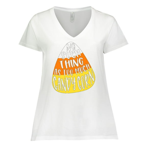 Inktastic Halloween No Such Thing As Too Much Candy Corn Women's Plus Size V-Neck T-Shirt
