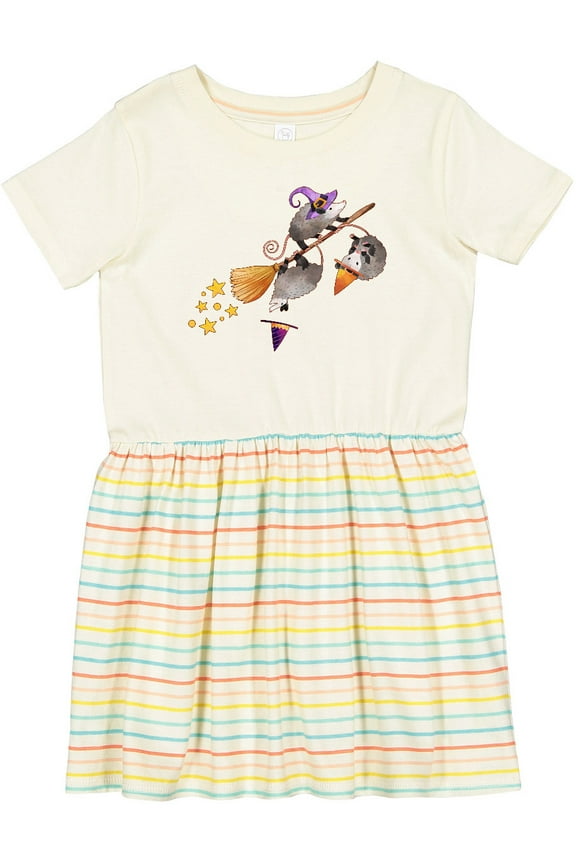 Halloween Opossums on Broom Girls Toddler Dress
