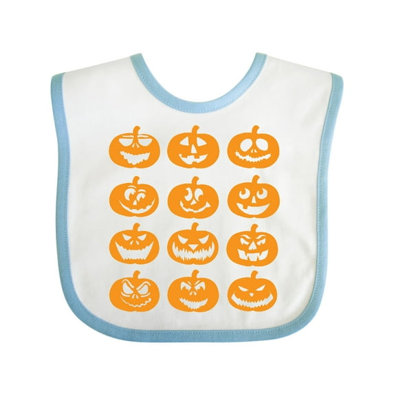 Inktastic Halloween Pumpkin Faces Orange Boys or Girls Baby Bib
