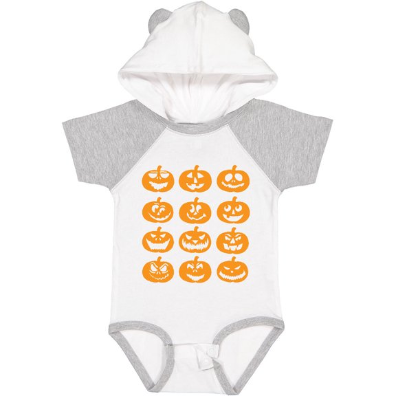 Inktastic Halloween Pumpkin Faces Orange Boys or Girls Baby Bodysuit