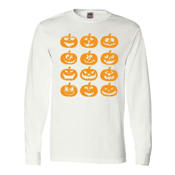 Inktastic Halloween Pumpkin Faces Orange Long Sleeve T-Shirt