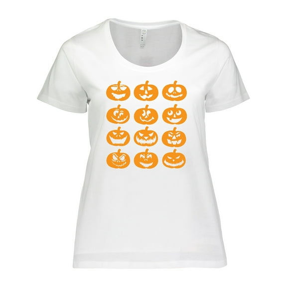 Inktastic Halloween Pumpkin Faces Orange Women's Plus Size T-Shirt