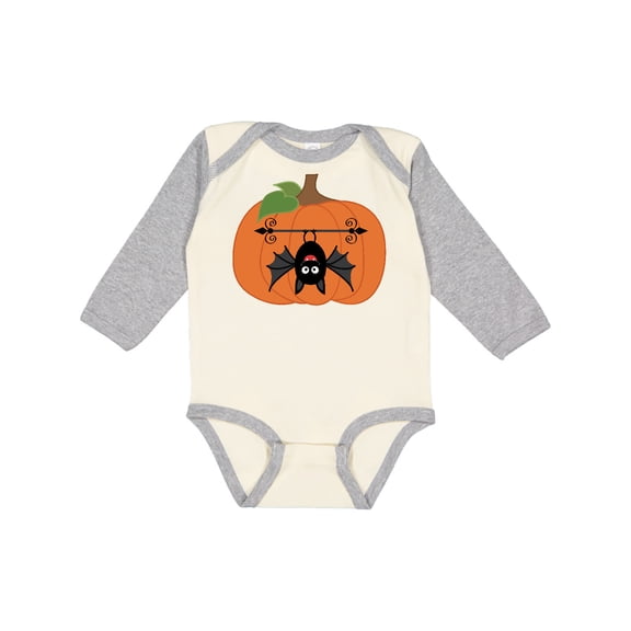Inktastic Halloween Pumpkin Funny Bat Boys or Girls Long Sleeve Baby Bodysuit