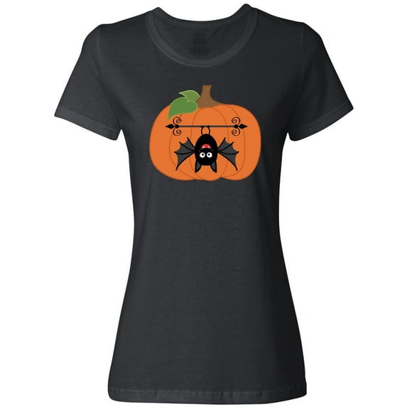 Inktastic Halloween Pumpkin Funny Bat Women's T-Shirt
