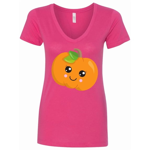 Inktastic Halloween Pumpkin, Smiling Pumpkin, Trick or Treat Women's V-Neck T-Shirt