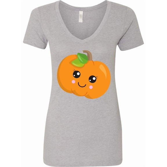 Inktastic Halloween Pumpkin, Smiling Pumpkin, Trick or Treat Women's V-Neck T-Shirt