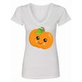 thumbnail image 1 of Inktastic Halloween Pumpkin, Smiling Pumpkin, Trick or Treat Women's V-Neck T-Shirt, 1 of 5
