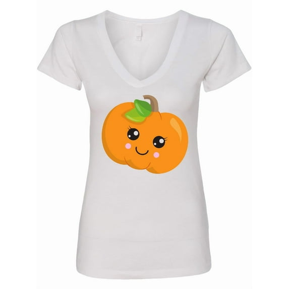 Inktastic Halloween Pumpkin, Smiling Pumpkin, Trick or Treat Women's V-Neck T-Shirt