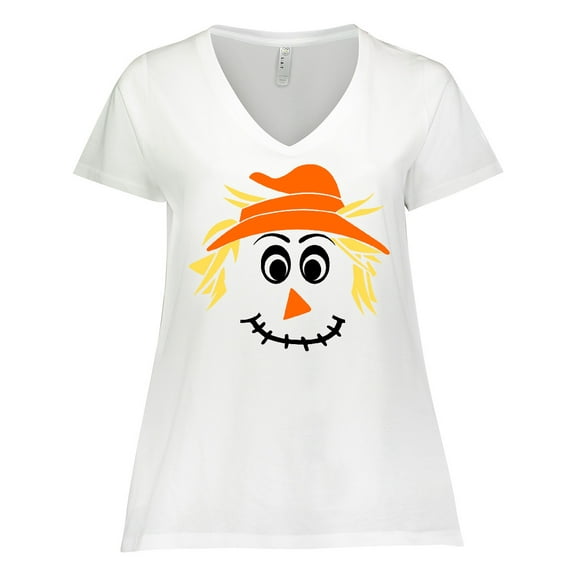 Inktastic Halloween Scarecrow Male Face Women's Plus Size V-Neck T-Shirt