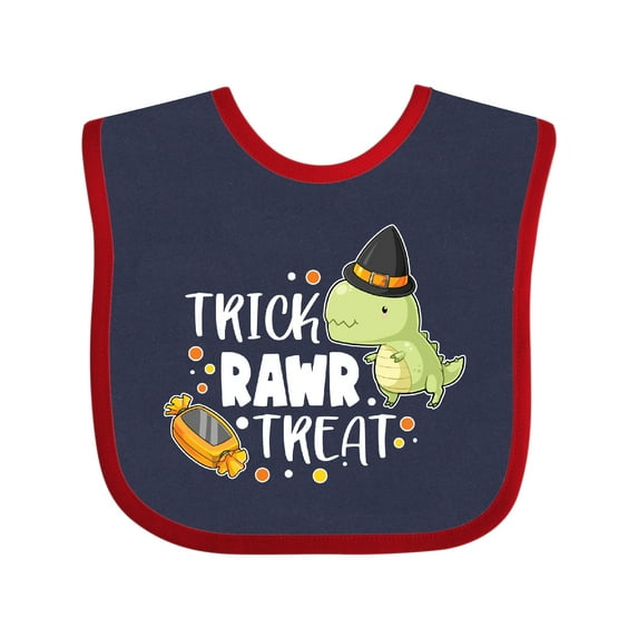 Inktastic Halloween Trick Rawr Treat with Dinosaur Boys or Girls Baby Bib