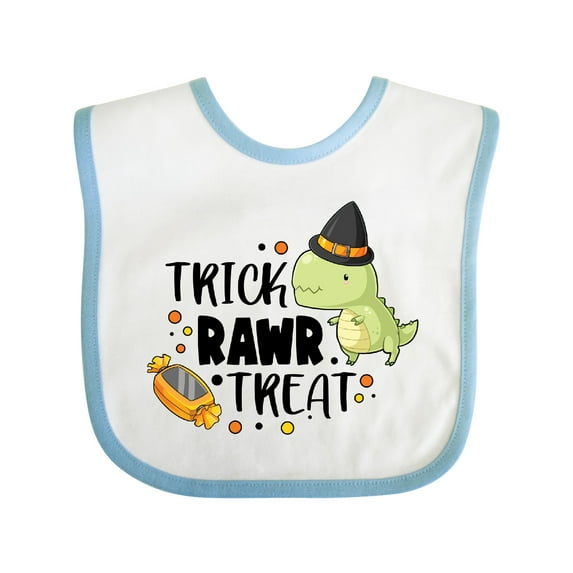 Inktastic Halloween Trick Rawr Treat with Dinosaur Boys or Girls Baby Bib