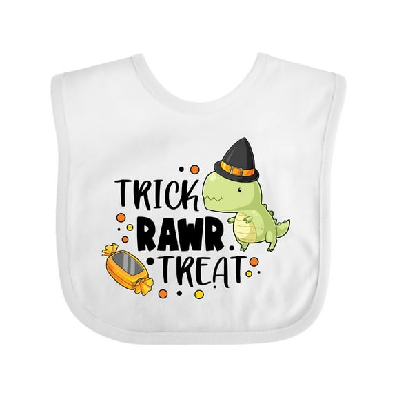 Inktastic Halloween Trick Rawr Treat with Dinosaur Boys or Girls Baby Bib