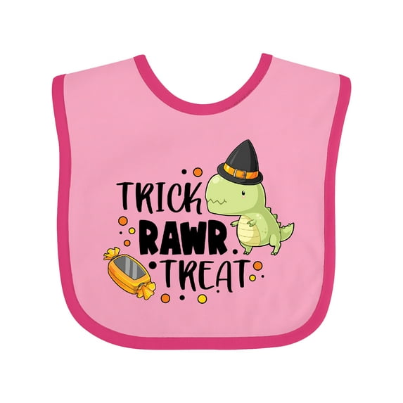 Inktastic Halloween Trick Rawr Treat with Dinosaur Boys or Girls Baby Bib