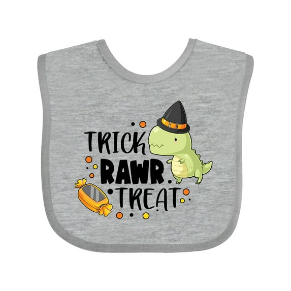 Inktastic Halloween Trick Rawr Treat with Dinosaur Boys or Girls Baby Bib