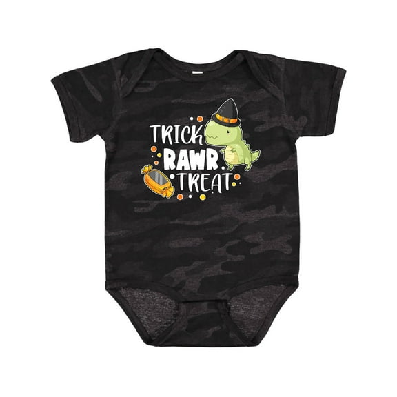 Inktastic Halloween Trick Rawr Treat with Dinosaur Boys or Girls Baby Bodysuit