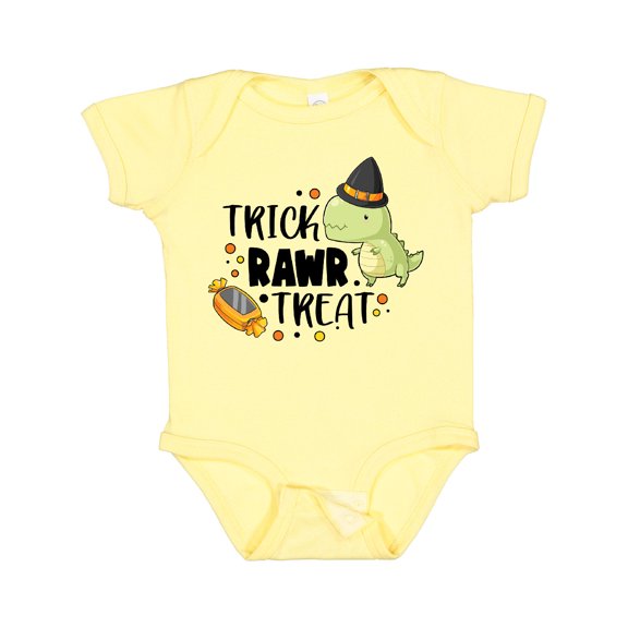 Inktastic Halloween Trick Rawr Treat with Dinosaur Boys or Girls Baby Bodysuit