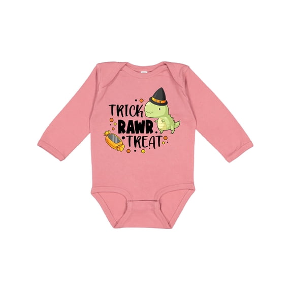 Inktastic Halloween Trick Rawr Treat with Dinosaur Boys or Girls Long Sleeve Baby Bodysuit