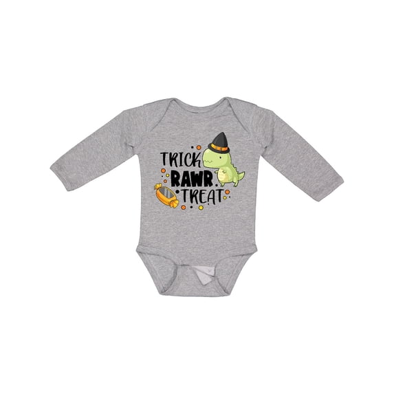 Inktastic Halloween Trick Rawr Treat with Dinosaur Boys or Girls Long Sleeve Baby Bodysuit