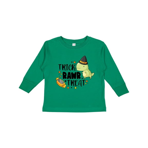 Inktastic Halloween Trick Rawr Treat with Dinosaur Boys or Girls Long Sleeve Toddler T-Shirt