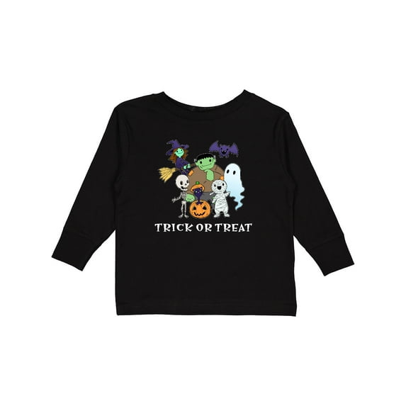 Inktastic Halloween Trick-or-Treat Cute Group of Monsters Boys or Girls Long Sleeve Toddler T-Shirt