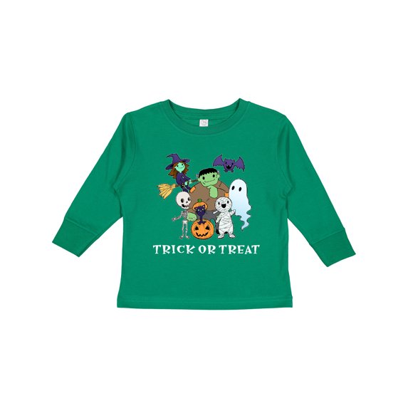 Inktastic Halloween Trick-or-Treat Cute Group of Monsters Boys or Girls Long Sleeve Toddler T-Shirt