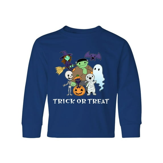 Inktastic Halloween Trick-or-Treat Cute Group of Monsters Long Sleeve Youth T-Shirt