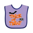 thumbnail image 1 of Inktastic Halloween Trick-or-Treat with Spider and Bats Boys or Girls Baby Bib, 1 of 4