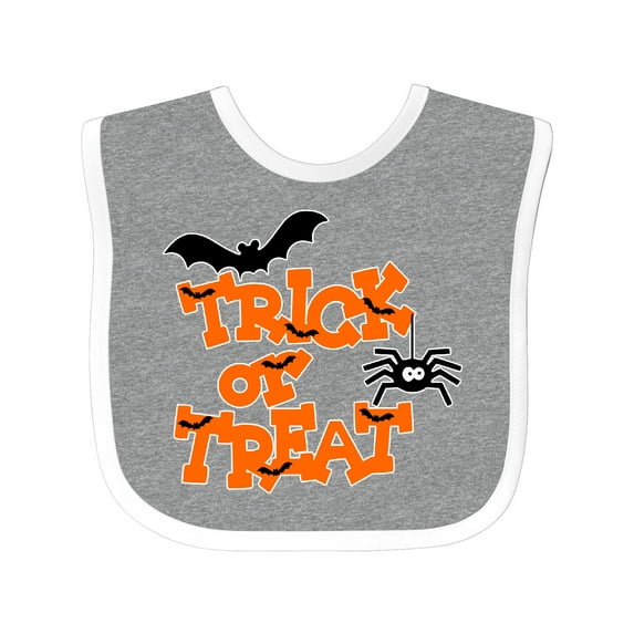 Inktastic Halloween Trick-or-Treat with Spider and Bats Boys or Girls Baby Bib