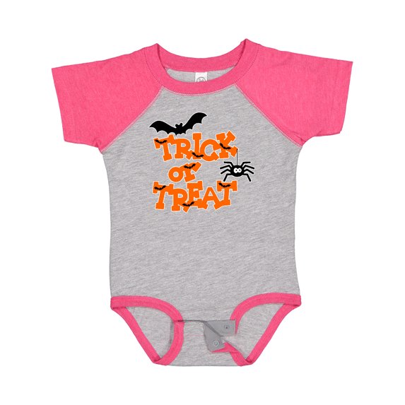 Inktastic Halloween Trick-or-Treat with Spider and Bats Boys or Girls Baby Bodysuit