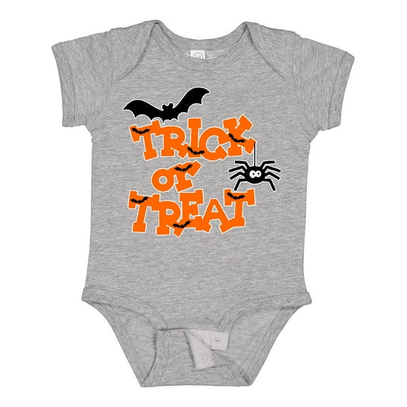Inktastic Halloween Trick-or-Treat with Spider and Bats Boys or Girls Baby Bodysuit