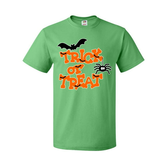 Inktastic Halloween Trick-or-Treat with Spider and Bats T-Shirt