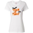 thumbnail image 1 of Inktastic Halloween Trick-or-Treat with Spider and Bats Women's T-Shirt, 1 of 5