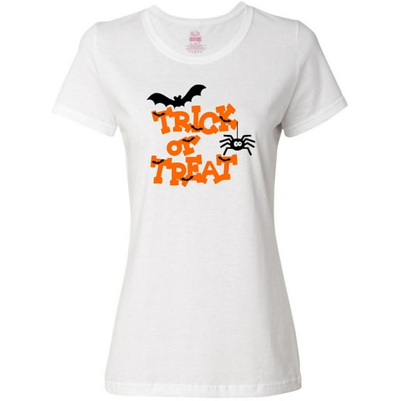 Inktastic Halloween Trick-or-Treat with Spider and Bats Women's T-Shirt