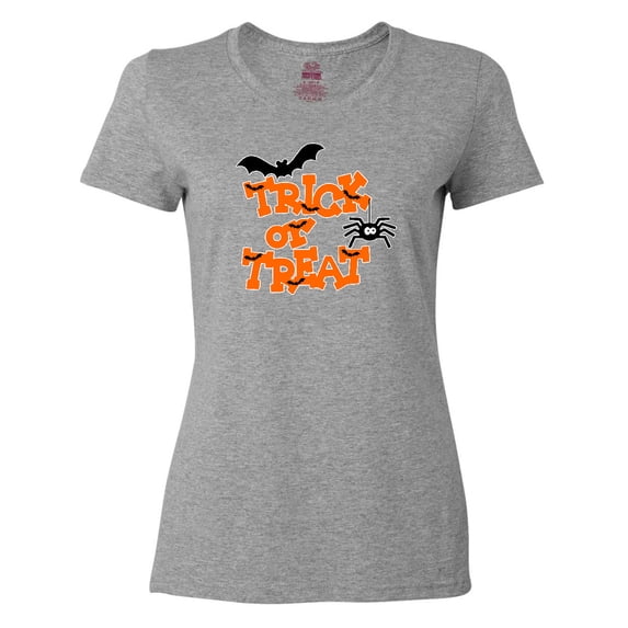 Inktastic Halloween Trick-or-Treat with Spider and Bats Women's T-Shirt