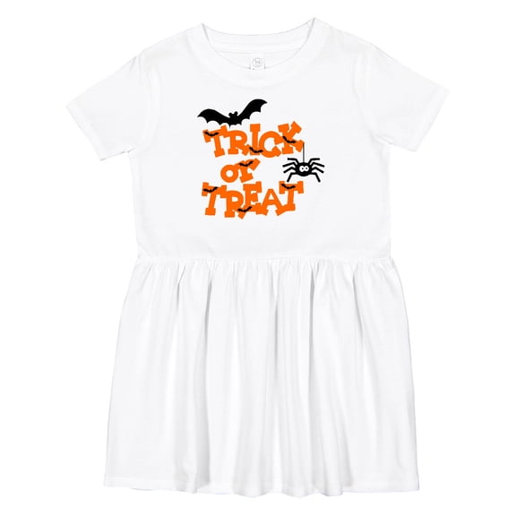 Inktastic Halloween Trick-or-treat with Spider and Bats Girls Toddler Dress
