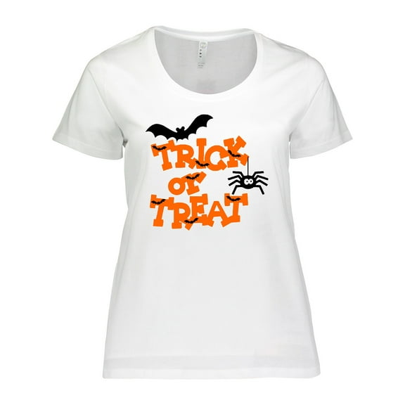 Inktastic Halloween Trick-or-treat with Spider and Bats Women's Plus Size T-Shirt