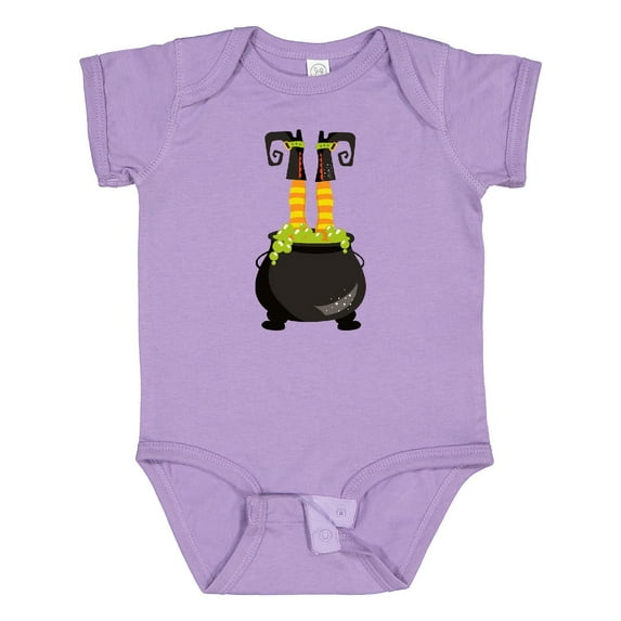 Inktastic Halloween, Witch Cauldron, Witch Legs, Potion Boys or Girls Baby Bodysuit