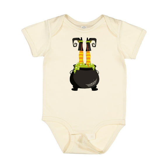 Inktastic Halloween, Witch Cauldron, Witch Legs, Potion Boys or Girls Baby Bodysuit