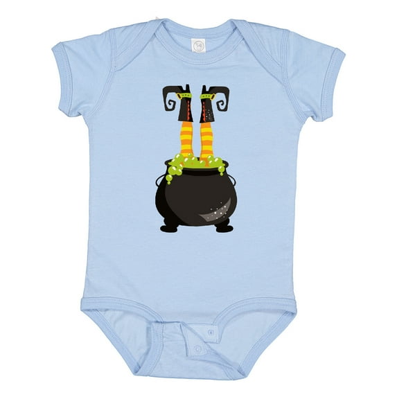 Inktastic Halloween, Witch Cauldron, Witch Legs, Potion Boys or Girls Baby Bodysuit