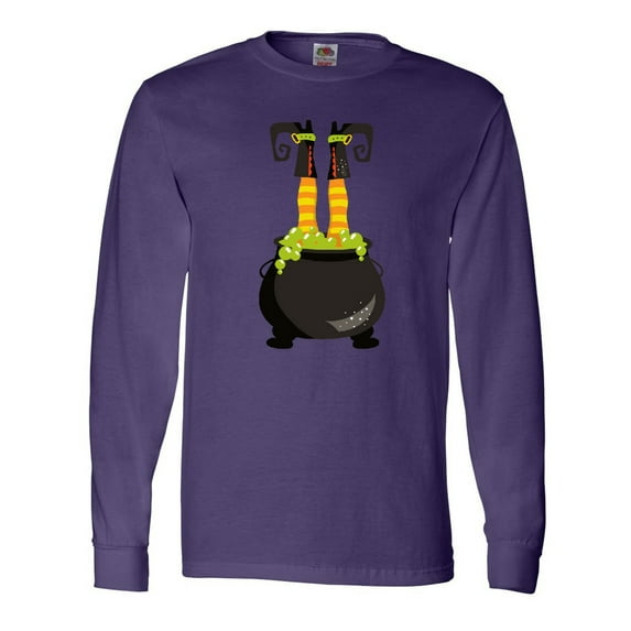 Inktastic Halloween, Witch Cauldron, Witch Legs, Potion Long Sleeve T-Shirt