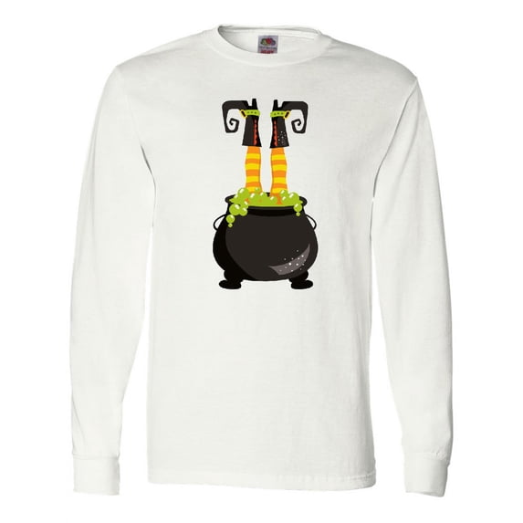 Inktastic Halloween, Witch Cauldron, Witch Legs, Potion Long Sleeve T-Shirt