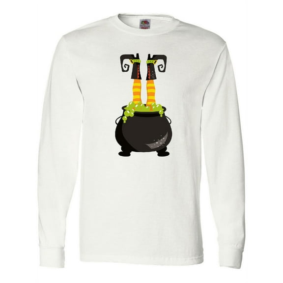 Inktastic Halloween, Witch Cauldron, Witch Legs, Potion Long Sleeve T-Shirt