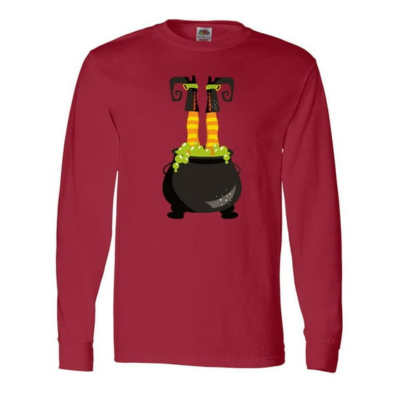 Inktastic Halloween, Witch Cauldron, Witch Legs, Potion Long Sleeve T-Shirt